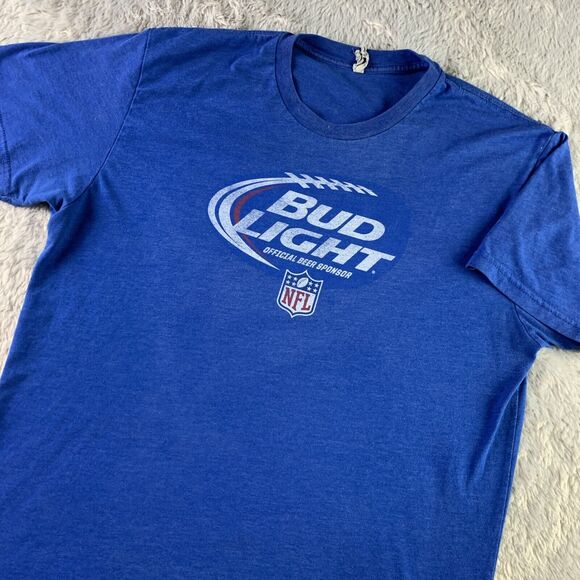 Bud Light Shirt Mens Large Blue White Red NFL Football Official Beer Sponsor Tee - Picture 1 of 7